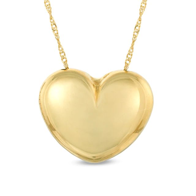 Heart Puff Pendant in 10K Gold - 17"|Peoples Jewellers