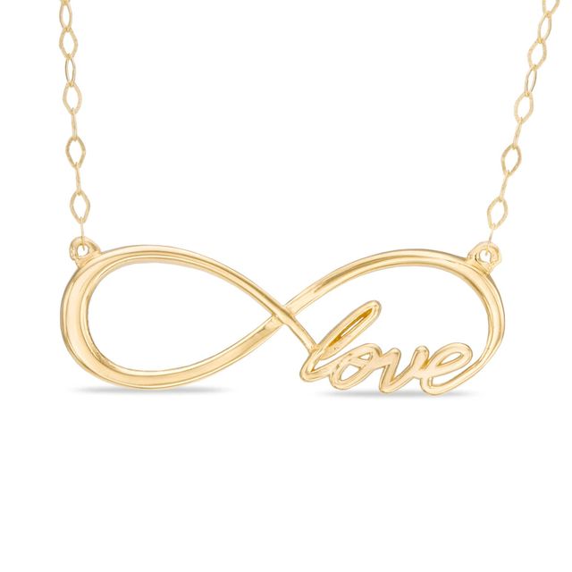 Sideways Infinity "Love" Necklace in 10K Gold - 17"|Peoples Jewellers