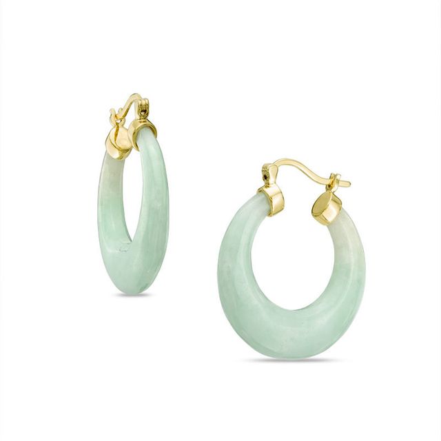 28.0mm Jade Hoop Earrings in 10K Gold|Peoples Jewellers
