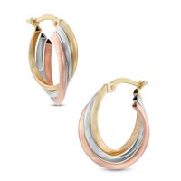 Triple Hoop Earrings in 10K Tri-Tone Gold|Peoples Jewellers