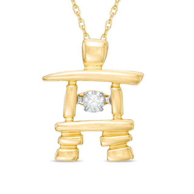 Unstoppable Love™ 0.10 CT. Certified Canadian Diamond Solitaire Inukshuk Pendant in 10K Gold (I/I2)|Peoples Jewellers