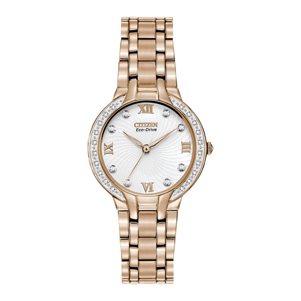 Ladies' Citizen Eco-Drive® Bella Diamond Accent Watch with White Dial (Model: EM0123-50A)|Peoples Jewellers