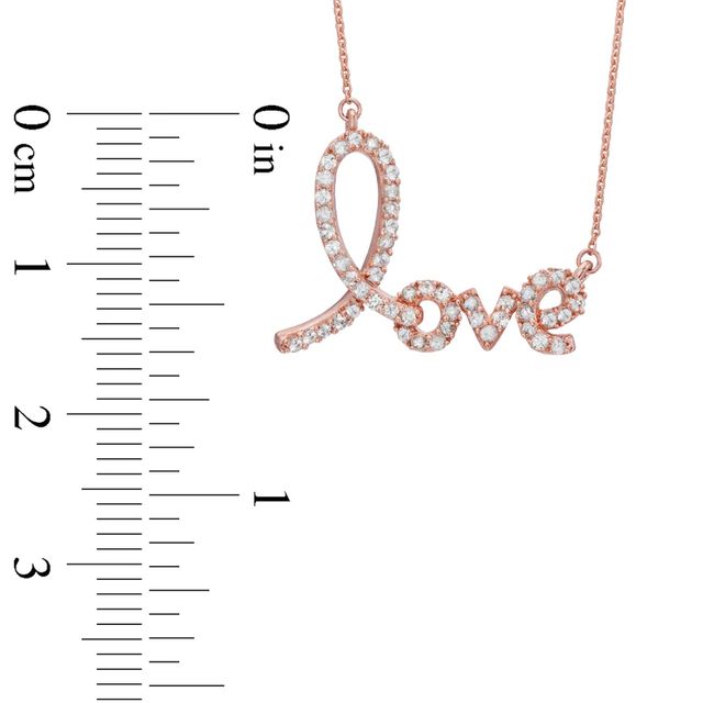 Lab-Created White Sapphire "Love" Necklace in Sterling Silver with 14K Rose Gold Plate - 16.5"|Peoples Jewellers