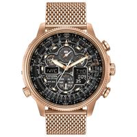 Men's Citizen Eco-Drive® Promaster Navihawk A-T Rose-Tone Mesh Watch with Black Dial (Model: JY8033-51E)|Peoples Jewellers