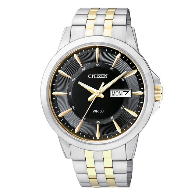 Men's Citizen Quartz Two-Tone Watch with Black Dial (Model: BF2018-52E)|Peoples Jewellers