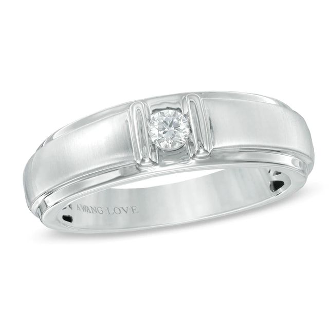 Vera Wang Love Collection Men's 0.15 CT. Diamond Solitaire Wedding Band in 14K White Gold|Peoples Jewellers