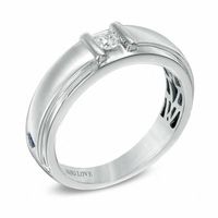 Vera Wang Love Collection Men's 0.15 CT. Diamond Solitaire Wedding Band in 14K White Gold|Peoples Jewellers