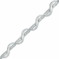 0.10 CT. T.W. Diamond Ribbon Overlay Line Bracelet in Sterling Silver - 7.25"|Peoples Jewellers