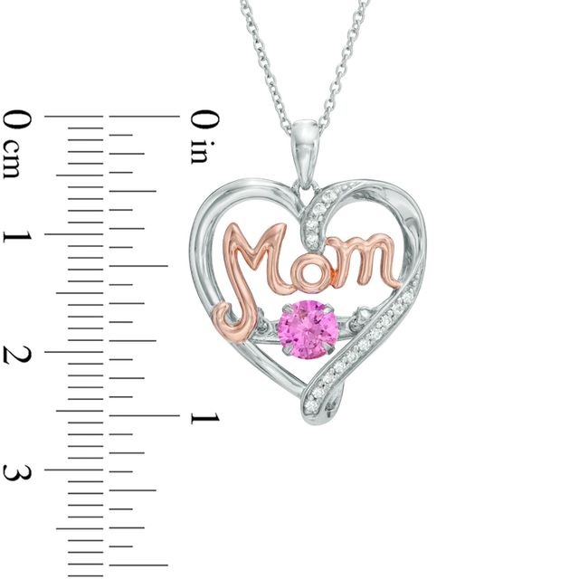 Unstoppable Love™ Lab-Created Pink and White Sapphire MOM Heart Pendant in Sterling Silver and 14K Rose Gold Plate|Peoples Jewellers