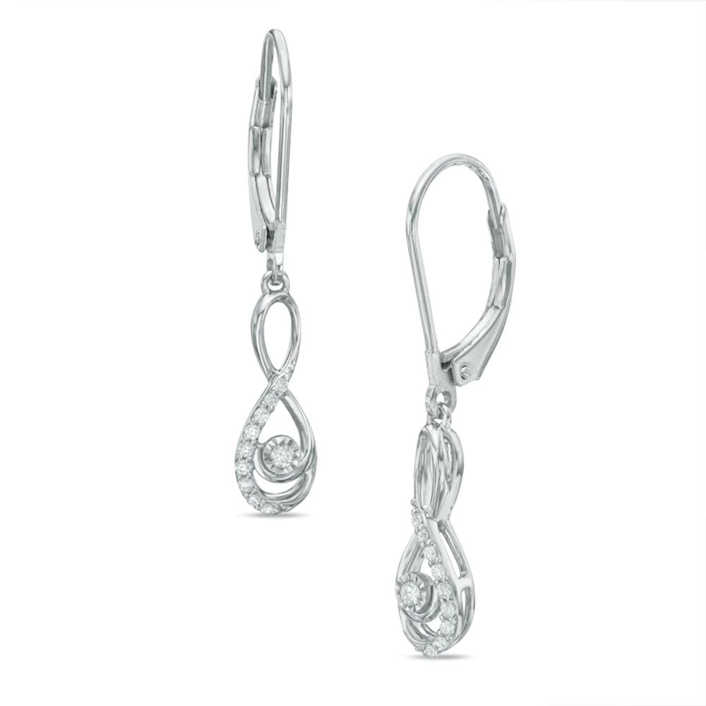 0.11 CT. T.W. Diamond Infinity Drop Earrings in 10K White Gold|Peoples Jewellers