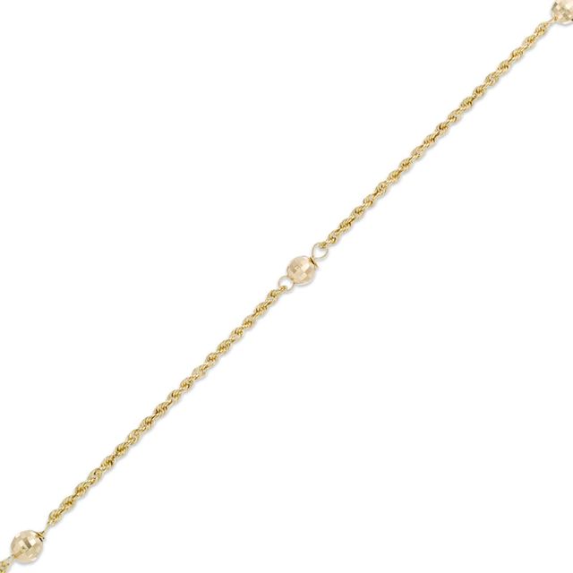 Diamond-Cut Ball Station Anklet in 10K Gold - 10"|Peoples Jewellers