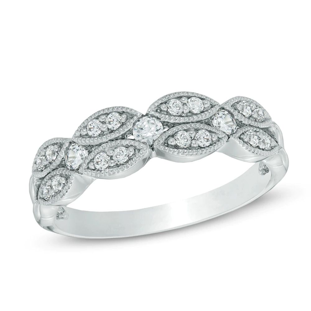 0.30 CT. T.W. Diamond Vintage-Style Double Row Band in 10K White Gold|Peoples Jewellers