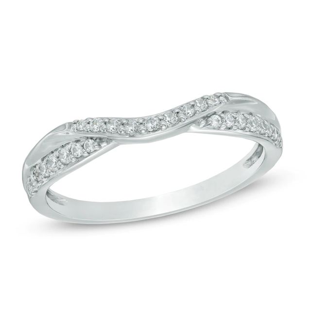 0.20 CT. T.W. Diamond Contour Wedding Band in 14K White Gold