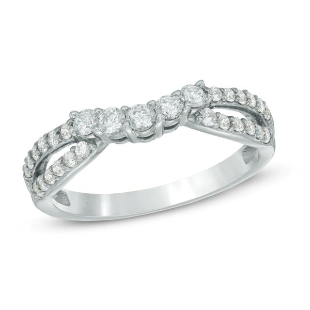 0.50 CT. T.W. Diamond Twist Contour Wedding Band in 14K White Gold|Peoples Jewellers