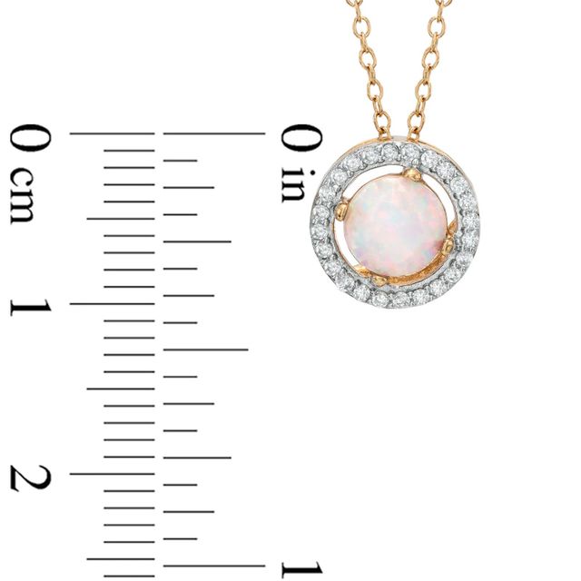 6.0mm Lab-Created Opal and White Sapphire Frame Pendant in 10K Gold