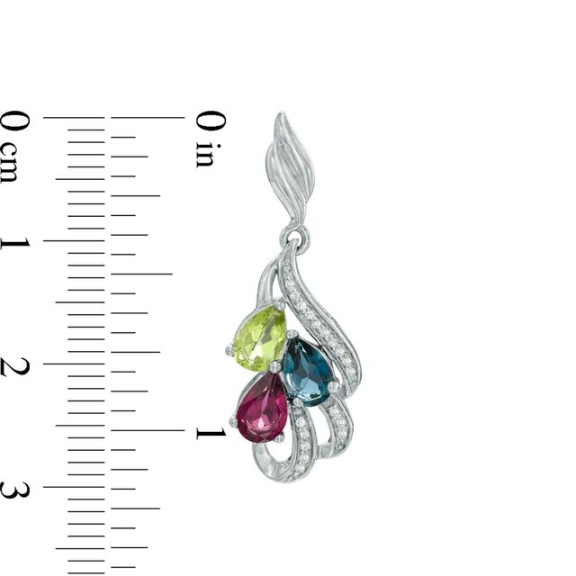 Multi-Gemstone and Diamond Accent Drop Earrings in Sterling Silver|Peoples Jewellers