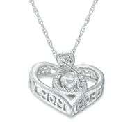 4.0mm Lab-Created White Sapphire and Diamond Accent Infinity Heart with "MOM" Pendant in Sterling Silver|Peoples Jewellers