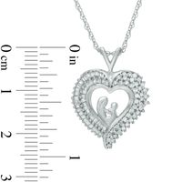 Lab-Created White Sapphire Motherly Love Heart Pendant in Sterling Silver|Peoples Jewellers