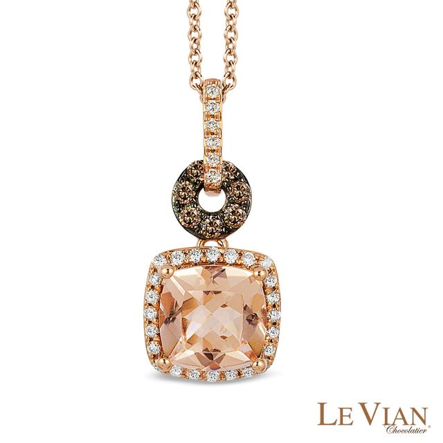 Le Vian® Morganite and 0.22 CT. T.W. Diamond Pendant in 14K Strawberry Gold™|Peoples Jewellers