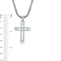 Men's Diamond Accent Cross Pendant in Stainless Steel - 24"|Peoples Jewellers