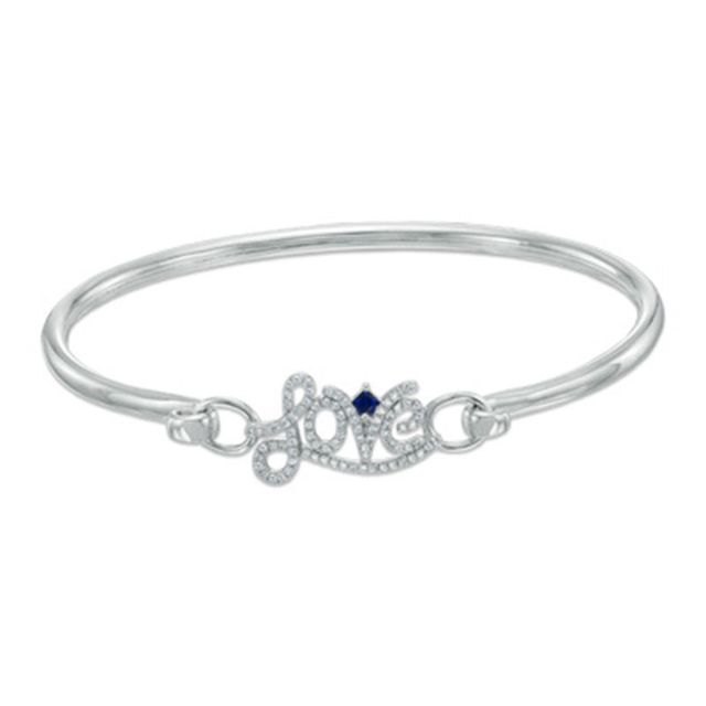 Vera Wang Love Collection 0.23 CT. T.W. Diamond "Love" Bangle in Sterling Silver|Peoples Jewellers