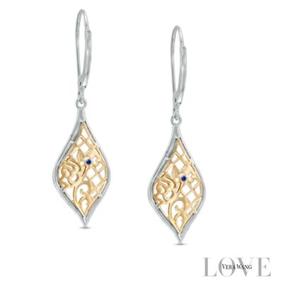 Vera Wang Love Collection 0.18 CT. T.W. Diamond Rose Lace Drop Earrings in Sterling Silver and 14K Gold|Peoples Jewellers