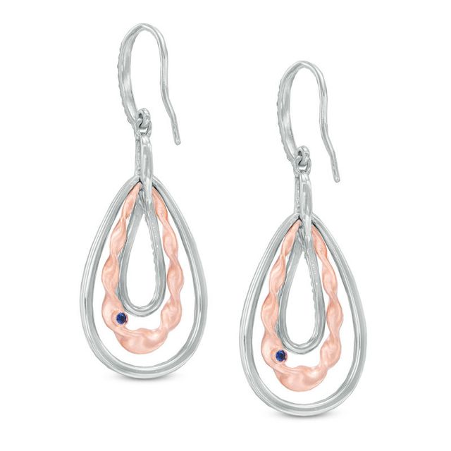 Vera Wang Love Collection 0.18 CT. T.W. Diamond Ribbon Teardrop Earrings in Sterling Silver and 14K Rose Gold|Peoples Jewellers
