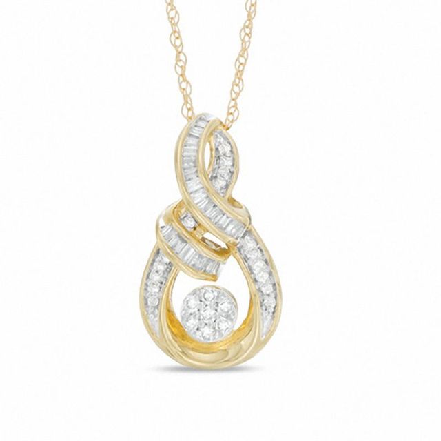 0.15 CT. T.W. Round and Baguette Cut Diamond Composite Infinity Pendant in 10K Gold|Peoples Jewellers