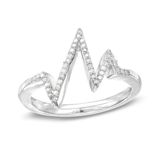 0.15 CT. T. W. Diamond Heartbeat Ring in Sterling Silver|Peoples Jewellers