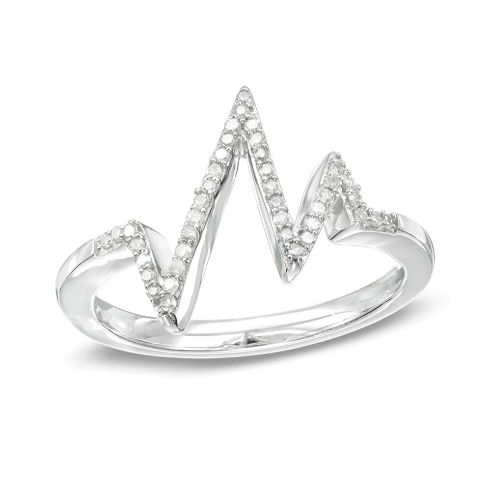 0.15 CT. T. W. Diamond Heartbeat Ring in Sterling Silver|Peoples Jewellers