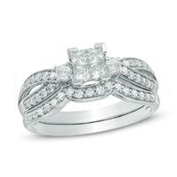 0.75 CT. T.W. Quad Princess-Cut Diamond Bridal Set in 14K White Gold|Peoples Jewellers