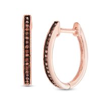 0.09 CT. T.W. Cognac Diamond Hoop Earrings in 10K Rose Gold|Peoples Jewellers