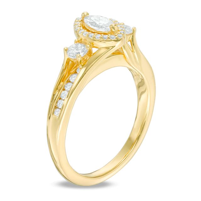 0.70 CT. T.W. Marquise Diamond Past Present Future® Frame Engagement Ring in 14K Gold|Peoples Jewellers