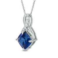 8.0mm Cushion-Cut Lab-Created Blue and White Sapphire Infinity-Style Pendant in Sterling Silver|Peoples Jewellers