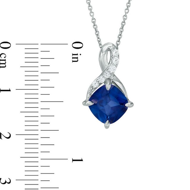 8.0mm Cushion-Cut Lab-Created Blue and White Sapphire Infinity-Style Pendant in Sterling Silver