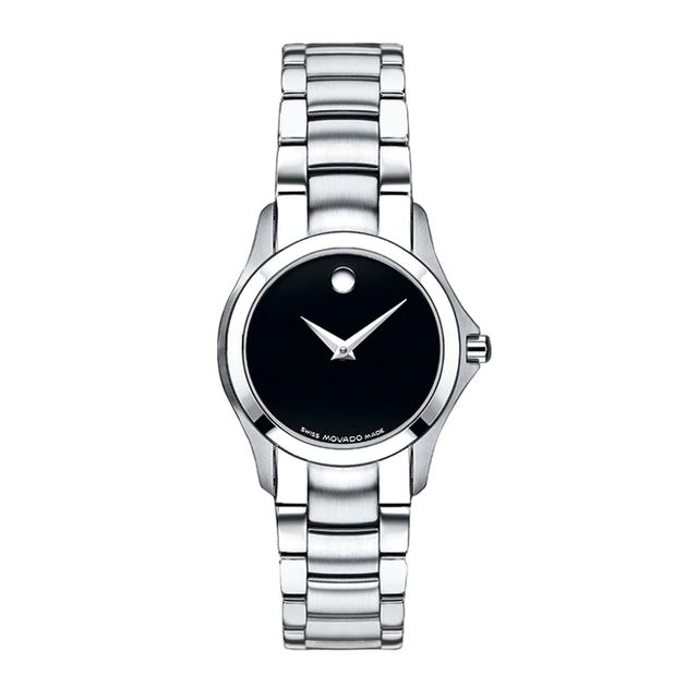 Ladies' Movado Masino™ Stainless Steel Watch with Black Dial (Model