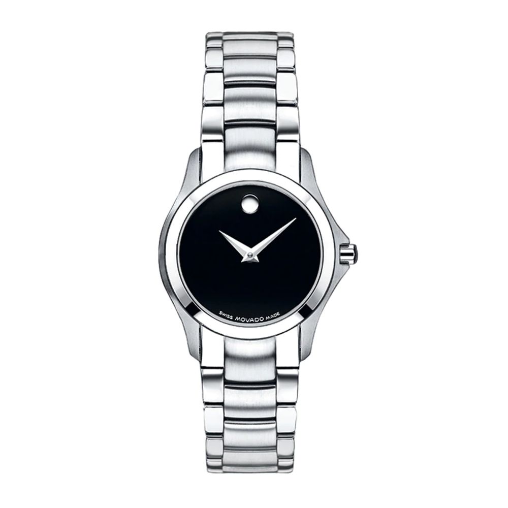 Ladies' Movado Masino™ Stainless Steel Watch with Black Dial (Model: )|Peoples Jewellers