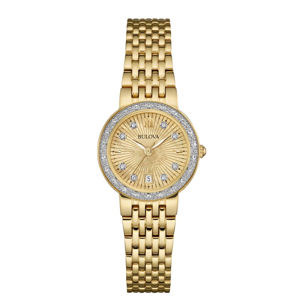 Ladies' Bulova Diamond Accent Gold-Tone Watch (Model: 98R212)|Peoples Jewellers