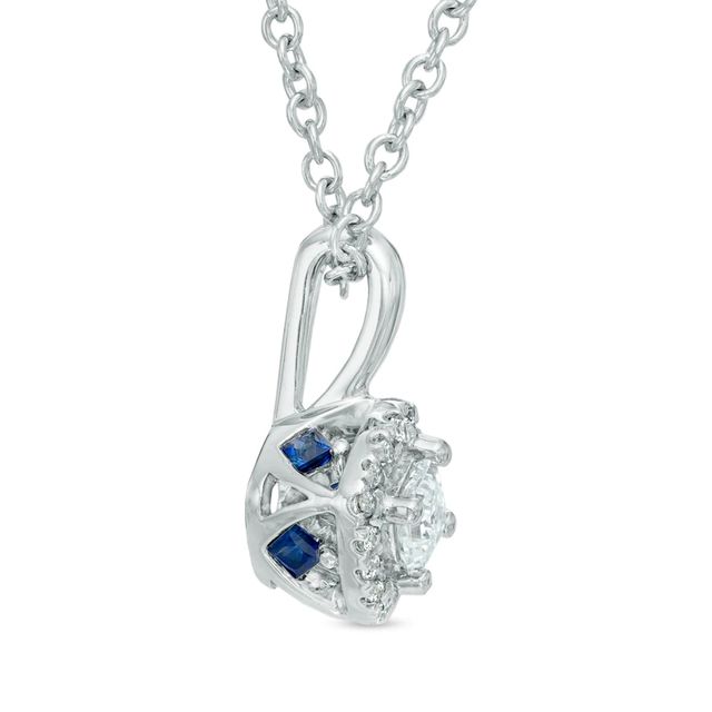 Vera Wang Love Collection 0.23 CT. T.W. Princess-Cut Diamond and Blue Sapphire Frame Pendant in 14K White Gold|Peoples Jewellers