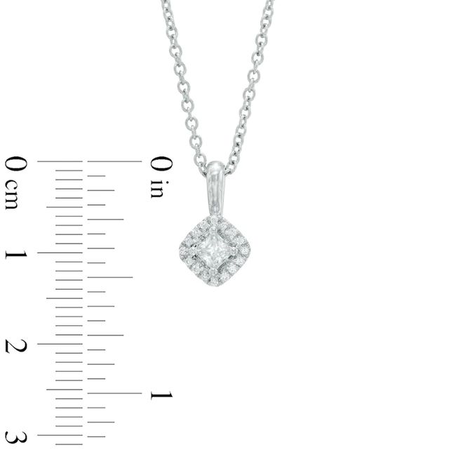 Vera Wang Love Collection 0.23 CT. T.W. Princess-Cut Diamond and Blue Sapphire Frame Pendant in 14K White Gold