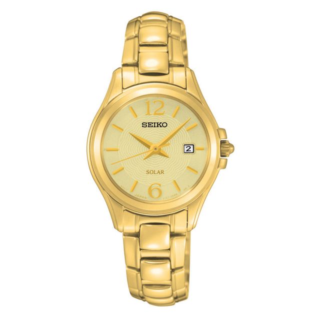 Ladies' Seiko Solar Gold-Tone Watch with Champagne Dial (Model: SUT236)|Peoples Jewellers