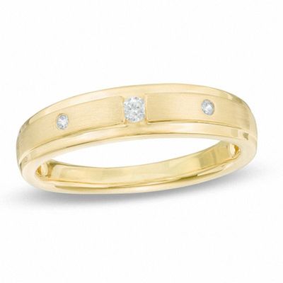 Men's 0.10 CT.T.W. Three Stone Band in 10K Gold|Peoples Jewellers