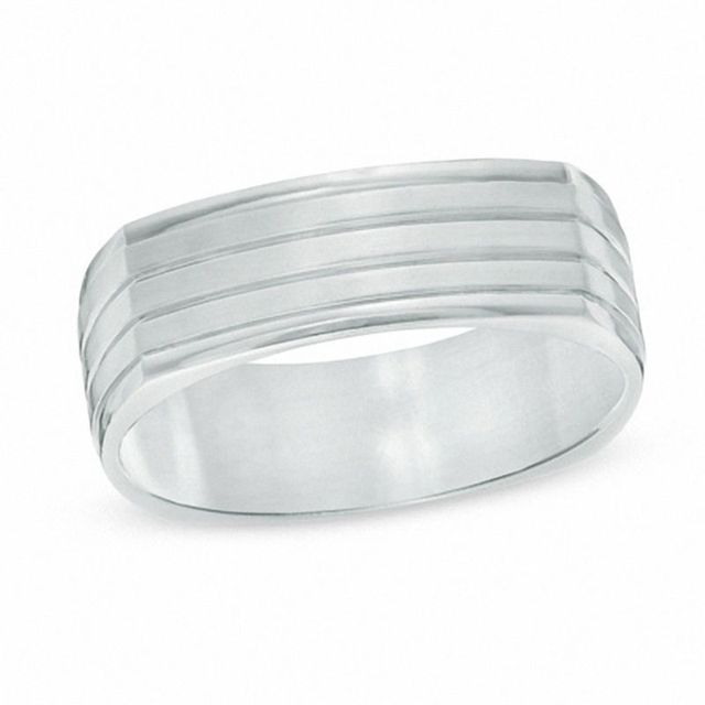 Men's 7.0mm Titanium Satin Wedding Band - Size 10|Peoples Jewellers