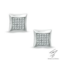 Men's 0.25 CT. T.W. Diamond Square Stud Earrings in Stainless Steel|Peoples Jewellers