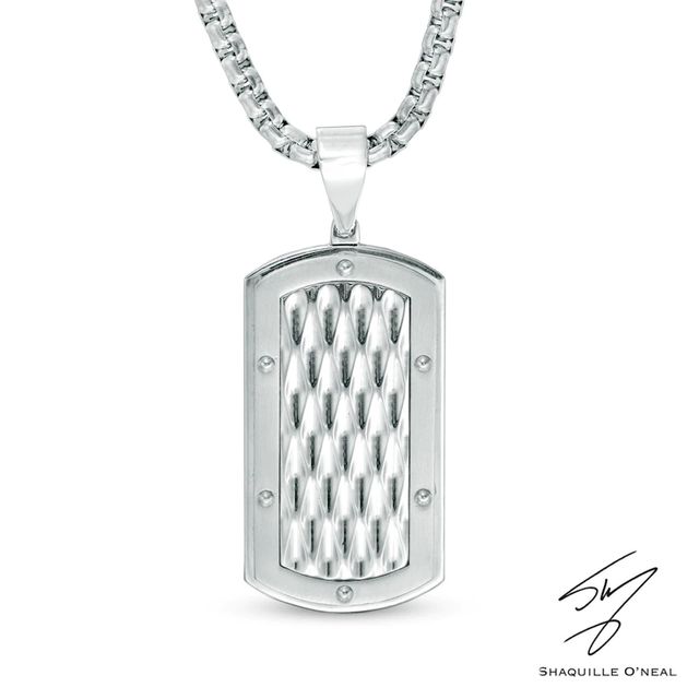 Men's Diamond-Cut Dog Tag Pendant in Stainless Steel - 24"|Peoples Jewellers