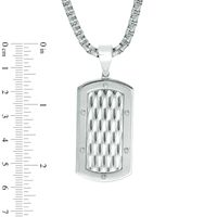 Men's Diamond-Cut Dog Tag Pendant in Stainless Steel - 24"|Peoples Jewellers