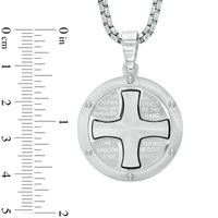 Men's Satin Lord's Prayer Medallion Pendant in Stainless Steel - 24"|Peoples Jewellers