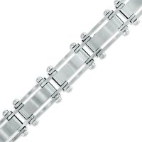 Men's Diamond Accent and Carbon Fibre Link Bracelet in Stainless Steel - 8.5"|Peoples Jewellers