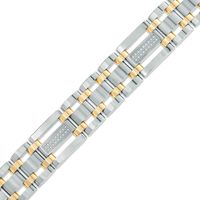 Men's 0.28 CT. T.W. Diamond Triple Row Link Bracelet in Stainless Steel and IP