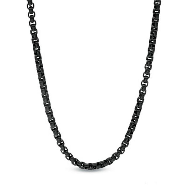 Men's 3.75mm Rolo Chain Necklace in Stainless Steel with Black IP - 30"|Peoples Jewellers